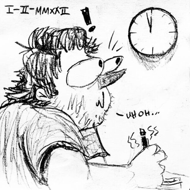 Jack nervously scribbles on a post-it, staring at the clock on the wall that&rsquo;s a few minutes before midnight. He says "Uh oh..."